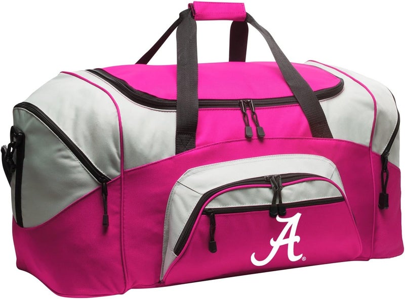 Broad Bay University of Alabama Duffel Bag - Large Bama Suitcase Travel Duffle or Sports Gear Gym Bag (Alabama Circle Logo - Red) (Alabama A - Pink) - Image 1